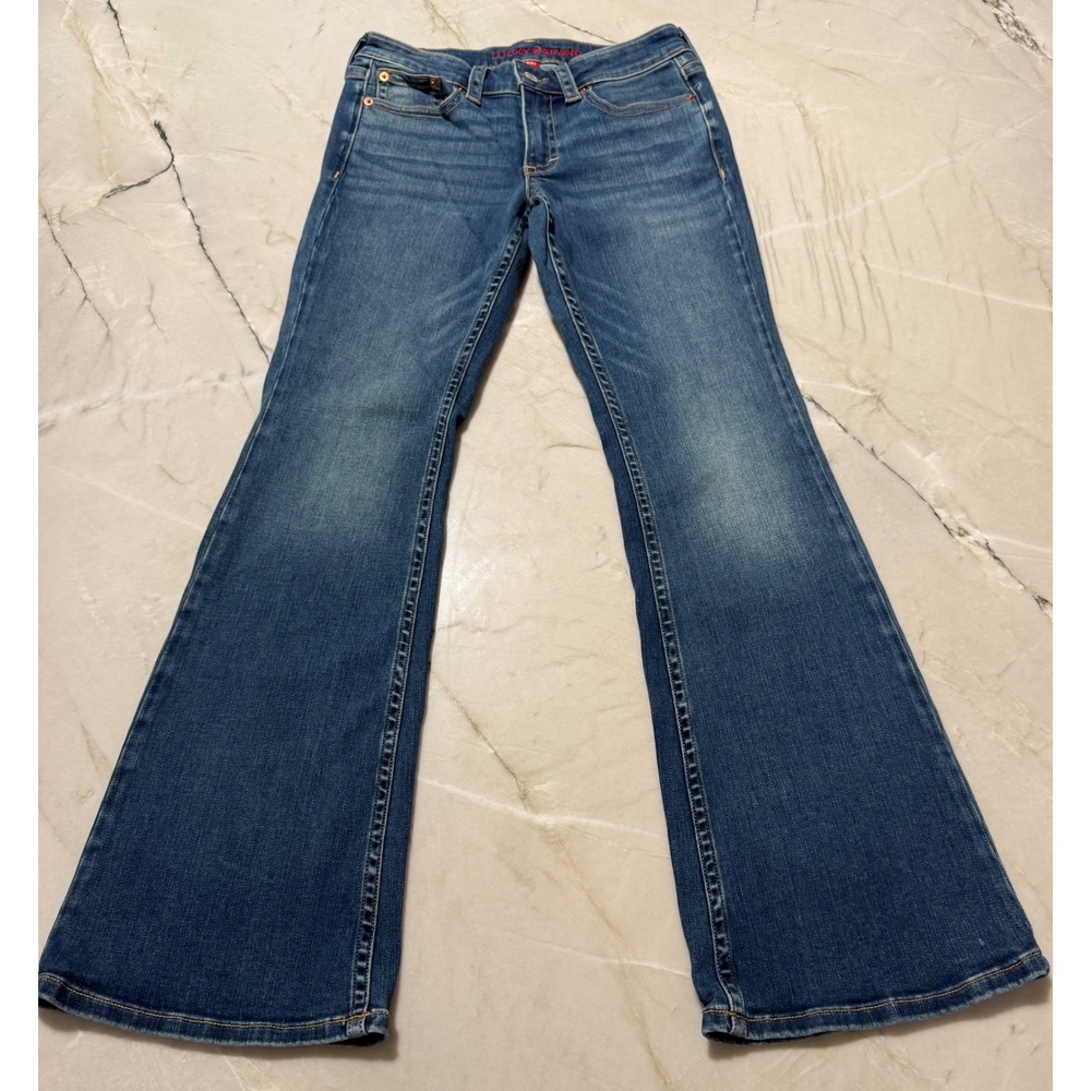 Lucky Brand Low Rise Flare Jeans Flap Pocket Medium Wash Size 6/28 R Lucky You